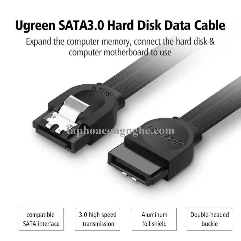Ugreen 30796 0.5M màu Đen Cáp truyền dữ liệu SATA 3.0 cao cấp US217 30030796